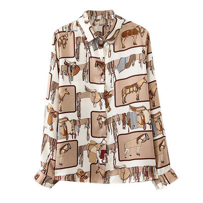 Винтидж дамски горнища, есенни кавайни блузи с дълъг ръкав, голям размер, дамски дрехи, модна памучна риза с анимационен принт