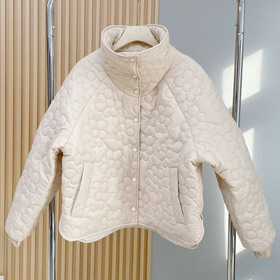 2023 Зимни парки с винтидж щампи Дамски късо яке с памучна подплата Дамско ултра леко топло ежедневно палто