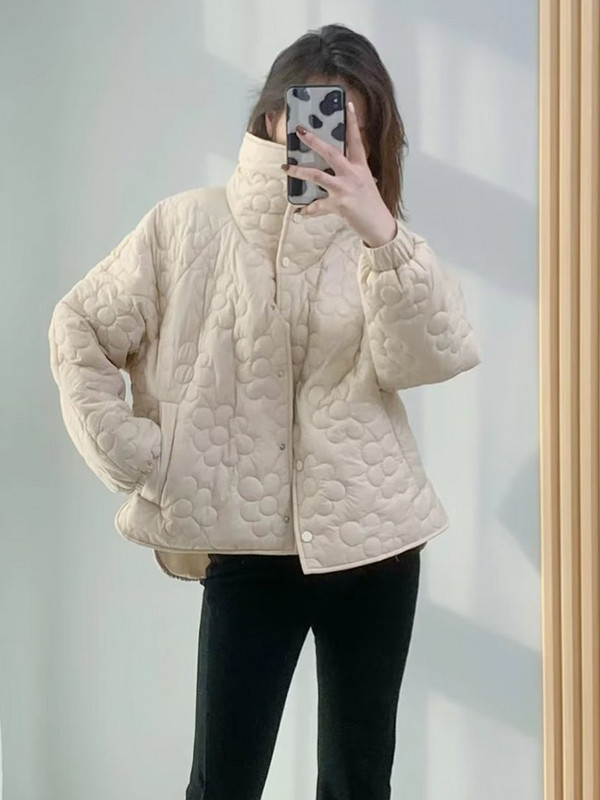 2023 Зимни парки с винтидж щампи Дамски късо яке с памучна подплата Дамско ултра леко топло ежедневно палто