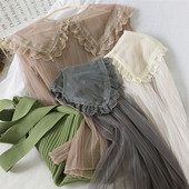 Gowyimmes Φθινοπωρινά Sweety Girl Δαντελένια Πουκάμισα Γυναικεία Μεγάλο Γιακά Ριγέ Μπλούζα Γυναικεία Μακρυμάνικη Προοπτική Blusas Bottomings PD680