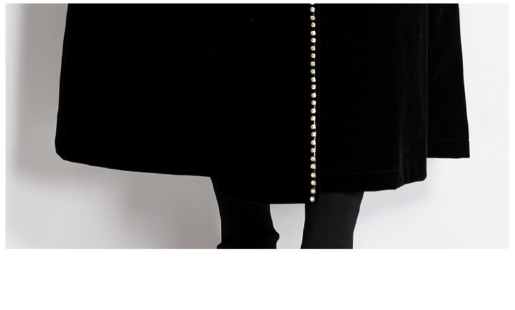 Дамско палто Зимно дизайнерско дамско винтидж черно кадифено макси палто с реколта