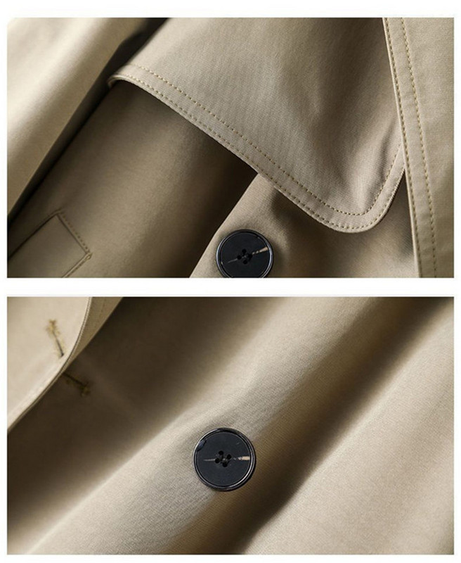 Дамска ветровка 2023 Нов пролетен есенен розов тренч в цвят каки Свободни палта Дамски двуредни къси връхни дрехи Дамско облекло