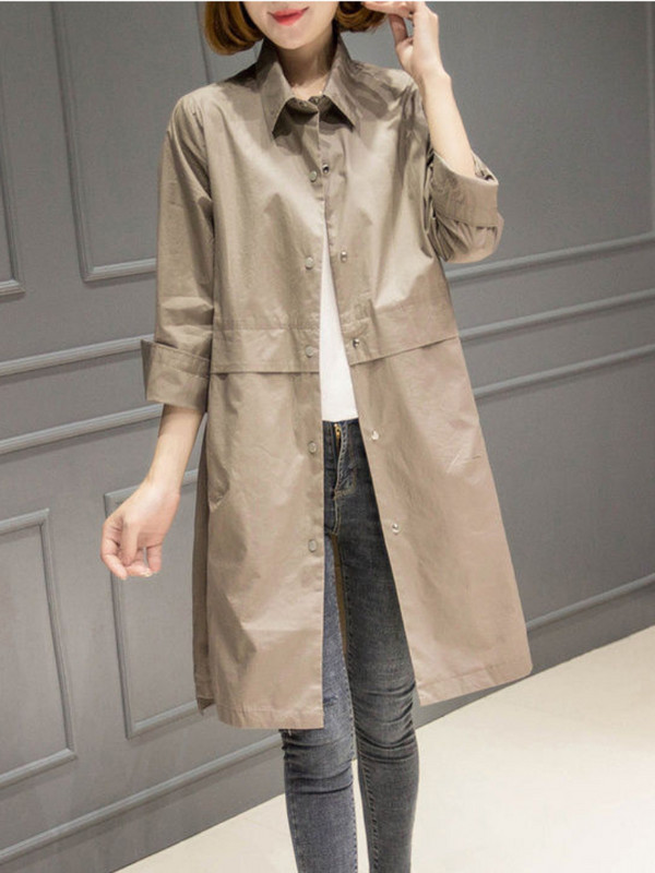 Пролет Есен Нова дамска широка ветровка Голямо средно и дълго тънко палто Темпераментен тренч за работа и работа Дамски палта