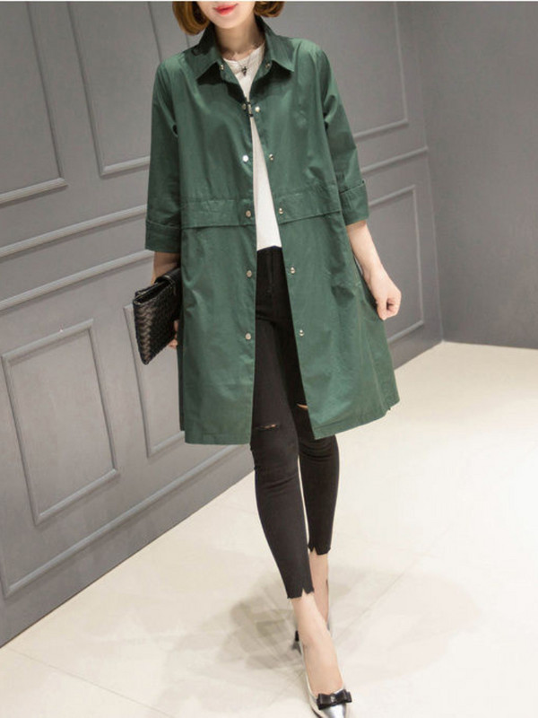 Пролет Есен Нова дамска широка ветровка Голямо средно и дълго тънко палто Темпераментен тренч за работа и работа Дамски палта