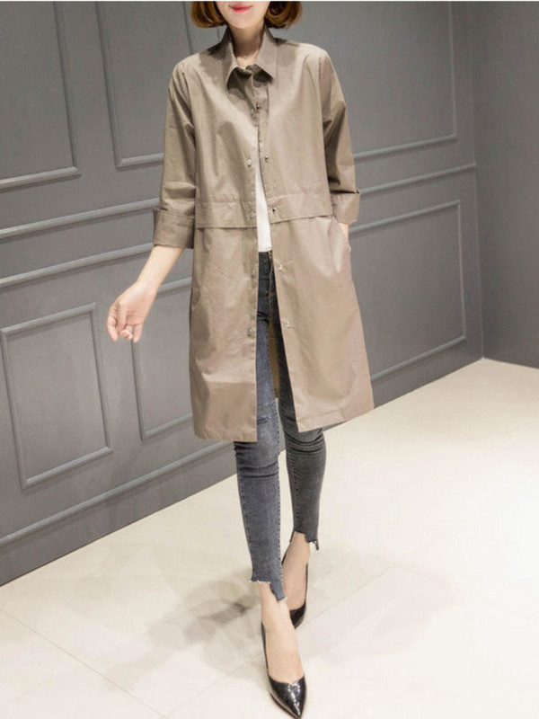 Пролет Есен Нова дамска широка ветровка Голямо средно и дълго тънко палто Темпераментен тренч за работа и работа Дамски палта