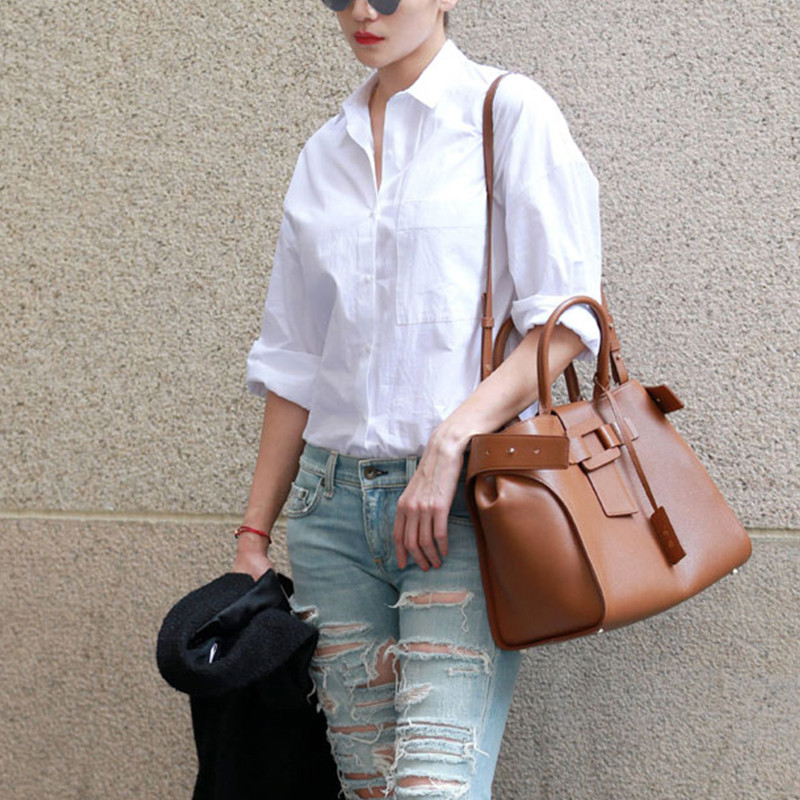 Novi dolazak, ženska jednobojna bijela košulja s otvorenim ovratnikom, dugačka bluza s šišmiš rukavima i dugmadima, korejski stil Feminina Blusa T9O913F