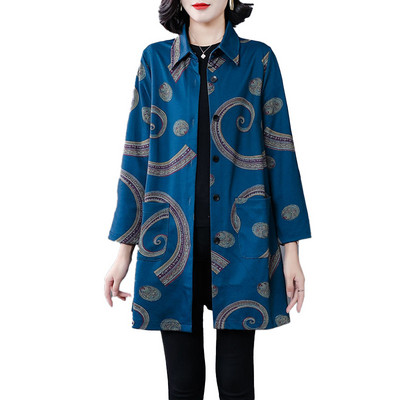 2023 Ново пролетно и есенно дамско висококласно темпераментно яке с ревери с джоб с пачуърк, свободно свободно голямо яке