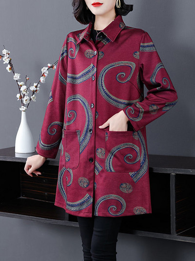 2023 Ново пролетно и есенно дамско висококласно темпераментно яке с ревери с джоб с пачуърк, свободно свободно голямо яке