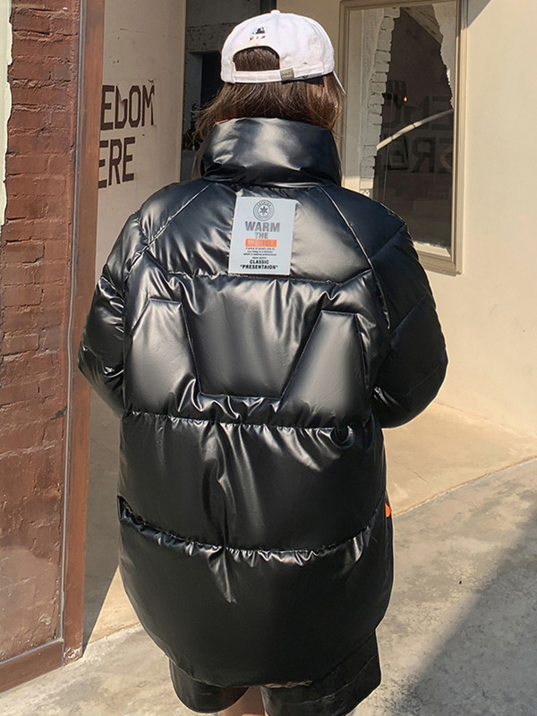 2023 Гланцова парка Свободно палто Дамско модно удебелено зимно свободно дълго яке с качулка Дамско ветроустойчиво, дъждоустойчиво топло връхно облекло