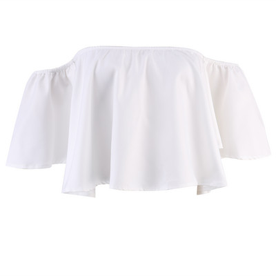 Fashion One Shoulder Γυναικεία μπλουζάκια πουκάμισα με σέξι Flare μανίκια Μπλε Λευκό Crop Καλοκαιρινό τοπ μόδας