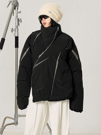 KBAT Winter Oversized Ζεστό Πάρκα Unisex Χοντρό μπουφάν Patchwork Παλτό Γυναικείο βαμβακερό padded Parka Αντιανεμικό εξωτερικά ενδύματα