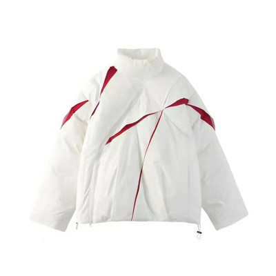 KBAT Winter Oversized Ζεστό Πάρκα Unisex Χοντρό μπουφάν Patchwork Παλτό Γυναικείο βαμβακερό padded Parka Αντιανεμικό εξωτερικά ενδύματα
