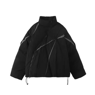 KBAT Winter Oversized Ζεστό Πάρκα Unisex Χοντρό μπουφάν Patchwork Παλτό Γυναικείο βαμβακερό padded Parka Αντιανεμικό εξωτερικά ενδύματα