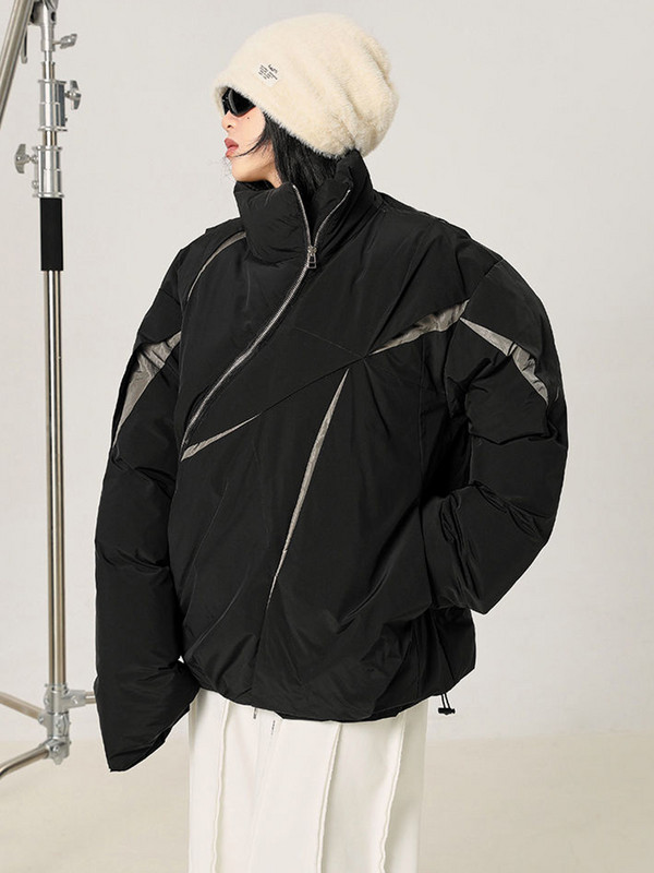 KBAT Zimska prevelika topla parka Unisex debela pufer jakna Patchwork kaput Ženska pamučno podstavljena parka Gornja odjeća otporna na vjetar