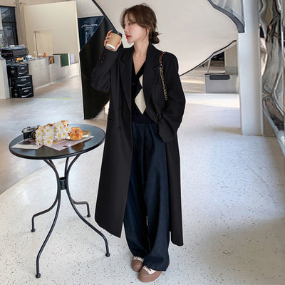 Γυναικεία καμπαρντίνα κοστούμι γιακά μακρύ βρετανικό στυλ με μακρυμάνικα ρούχα Γυναικεία χαλαρά Fried Street Casual Windbreaker Φθινόπωρο