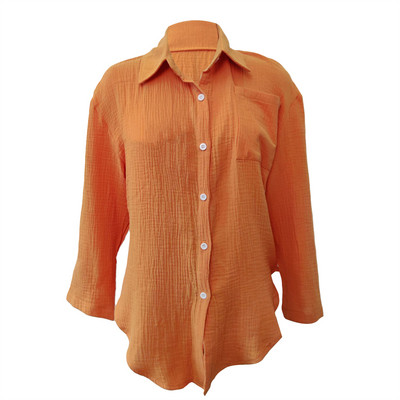 Puloru Ženske ležerne vrećaste košulje Jednobojne bluze s dugim rukavima i ovratnikom na dugmad Topovi Proljeće Jesen Chic široke majice