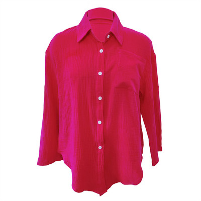 Puloru Ženske ležerne vrećaste košulje Jednobojne bluze s dugim rukavima i ovratnikom na dugmad Topovi Proljeće Jesen Chic široke majice