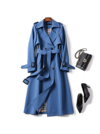 Proljeće Jesen Ženski novi crni trenč kaput Duge uske vjetrovke Ženski kaput s dvostrukim kopčanjem Ženska uska duga odjeća