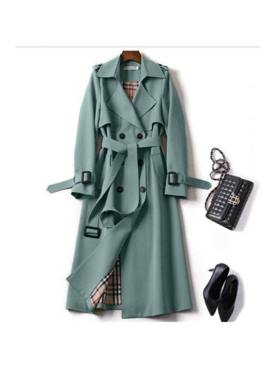 Proljeće Jesen Ženski novi crni trenč kaput Duge uske vjetrovke Ženski kaput s dvostrukim kopčanjem Ženska uska duga odjeća