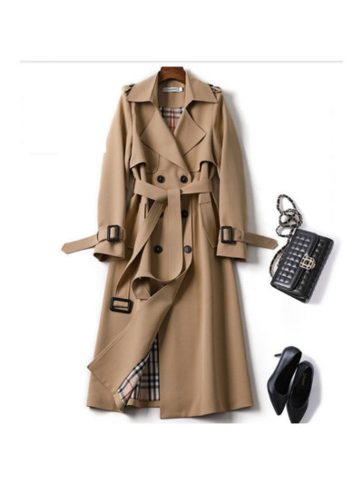 Proljeće Jesen Ženski novi crni trenč kaput Duge uske vjetrovke Ženski kaput s dvostrukim kopčanjem Ženska uska duga odjeća