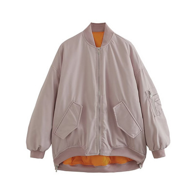 Vintage γυναικεία μπουφάν μπέιζμπολ Oversized Basic Coat Zipper Loose Bomber Jacket Γυναικεία ρούχα με τσέπες Μπλούζες Chaqueta Mujer