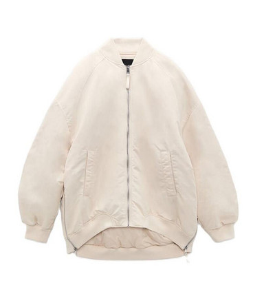 Vintage γυναικεία μπουφάν μπέιζμπολ Oversized Basic Coat Zipper Loose Bomber Jacket Γυναικεία ρούχα με τσέπες Μπλούζες Chaqueta Mujer