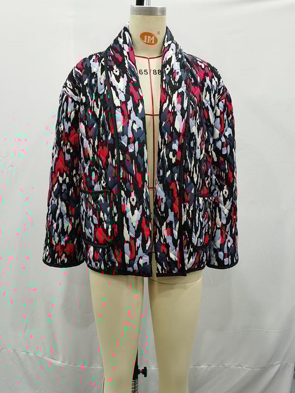 Zimný bavlnený prešívaný kabát 2023 pre ženy, klopový zahusťovací kardigan, nová dámska módna prázdninová bunda