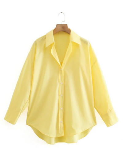 Suvine naiste toppimine kaelarihmaga kollane lahtine pluus Naiste pikkade varrukatega särk vabaaja naiste topid Blusas S8868