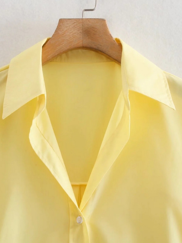 Suvine naiste toppimine kaelarihmaga kollane lahtine pluus Naiste pikkade varrukatega särk vabaaja naiste topid Blusas S8868