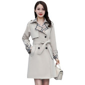 Jesenski ženski kaput srednje dužine temperamentnog engleskog stila sa prošivanim šavovima, ženska uska vjetrovka