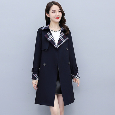 Jesenski ženski kaput srednje dužine temperamentnog engleskog stila sa prošivanim šavovima, ženska uska vjetrovka