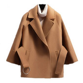 Φθινοπωρινό χειμωνιάτικο παλτό Γυναικεία μονόχρωμη ραφή πέτο Frenulum Loose Pocket Μάλλινο μπουφάν Fashion Commuter Γυναικεία Ρούχα 403