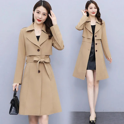 Naiste 2023. aasta kevadine sügismantel, uus mood Korea üherealine poolpikk naiste mantel, tuulejope, naiste pealisriie 3XL