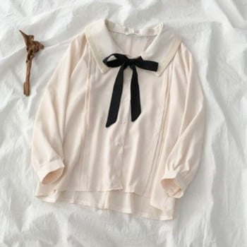 Πουκάμισα Γυναικεία Φοιτητές Kawaii Peter Pan Collar Loose Harajuku JK Leisure Solid Soft Spring Mujer Fahsion Sweet Ins New Hot Sale