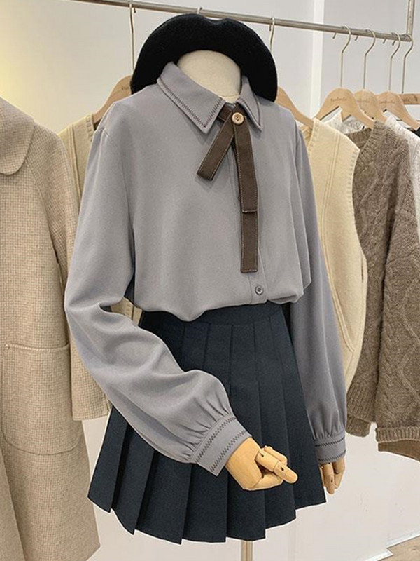 Vintage preppy stil Ženske košulje s jednorednim kopčanjem od samta