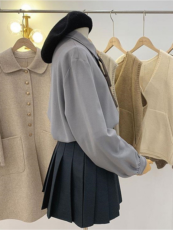 Vintage preppy stil Ženske košulje s jednorednim kopčanjem od samta