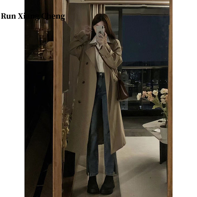 2023. Novi kaki srednje dužine, ležerni kaput slobodnog kroja, korejska modna ženska jakna s vjetrovkom, ženski uredski ulični kaput