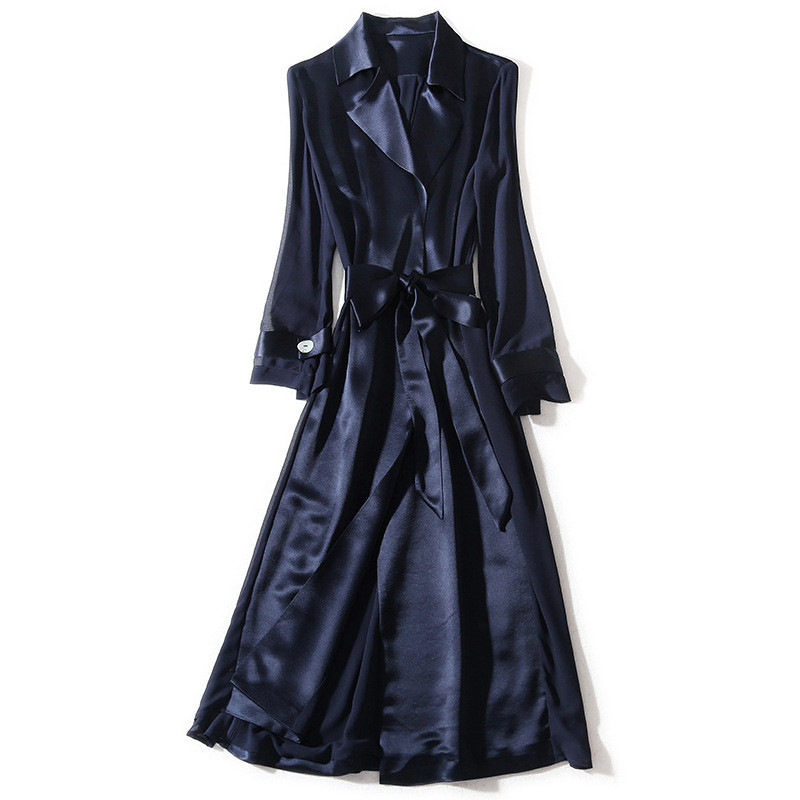 Dizajnerska ženska odjeća Vjetrovke Ženski novi srednje dugi jesenski tanki kaput 2021. Organza rukavi Acetatni kaput Trench