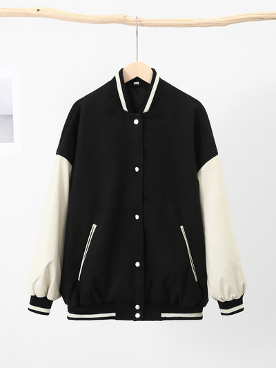 Μόδα μπουφάν συνονθύλευμα για γυναικεία φαρδιά μονοστή γυναικεία παλτό με λαιμόκοψη 2023 Φθινόπωρο casual γυναικεία χοντρά ρούχα στο δρόμο