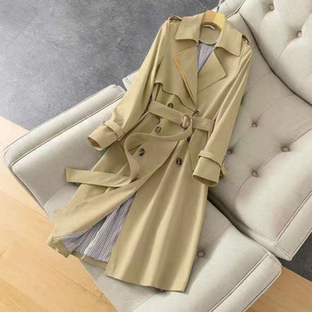 Long Ventage Trench Coats Γυναικείες 2022 Νέα άνοιξη φθινόπωρο Κορεάτικα μπλουζάκια μόδας γυαλιστερό γιακά Μασίφ αντιανεμικό γυναικεία ρούχα