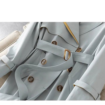 Long Ventage Trench Coats Γυναικείες 2022 Νέα άνοιξη φθινόπωρο Κορεάτικα μπλουζάκια μόδας γυαλιστερό γιακά Μασίφ αντιανεμικό γυναικεία ρούχα