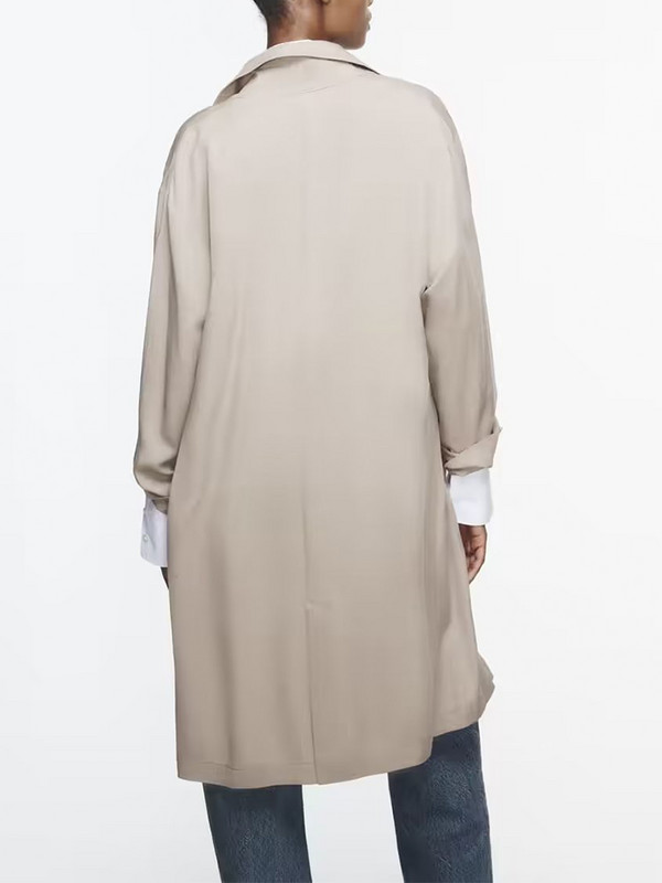 TRAF Jesenski kaput Ženski modni novi dugi ležerni kaput dugih rukava 2023. s džepovima, duge jakne Ženska gornja odjeća