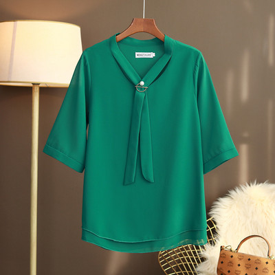 2023 Kuum uustulnuk Kevadsuvi veerandvarrukatega V šifoonist top Suures suuruses naiste riided Retro isikupära särk Enimmüüdud