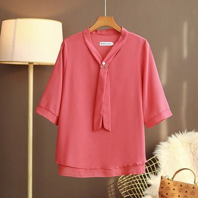 2023 Kuum uustulnuk Kevadsuvi veerandvarrukatega V šifoonist top Suures suuruses naiste riided Retro isikupära särk Enimmüüdud