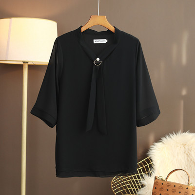 2023 Kuum uustulnuk Kevadsuvi veerandvarrukatega V šifoonist top Suures suuruses naiste riided Retro isikupära särk Enimmüüdud