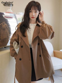 Trench Naised Kevadine korea stiilis latern varrukas, topelt rinnaga mood Ulzzang Office Lady Vintage kevadine vabaaja sirge šikk