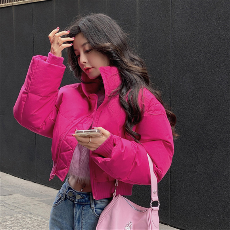 Ženska jednobojna podstavljena jakna s kapuljačom Deblji kaputi Topli kaputi s korejskom jesenskom slobodnom ružičastom gornjom odjećom Ženska 7927