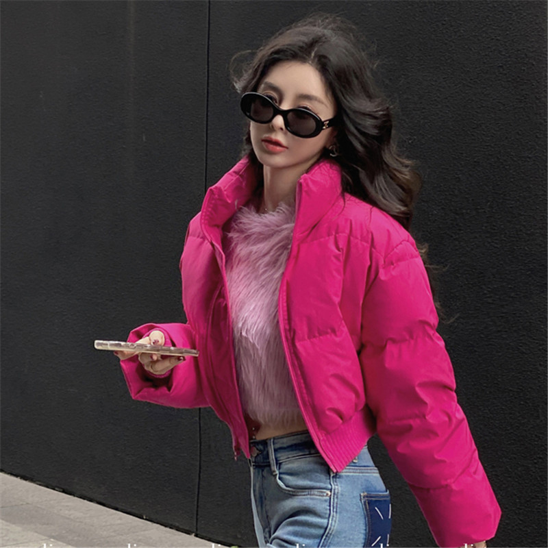 Ženska jednobojna podstavljena jakna s kapuljačom Deblji kaputi Topli kaputi s korejskom jesenskom slobodnom ružičastom gornjom odjećom Ženska 7927
