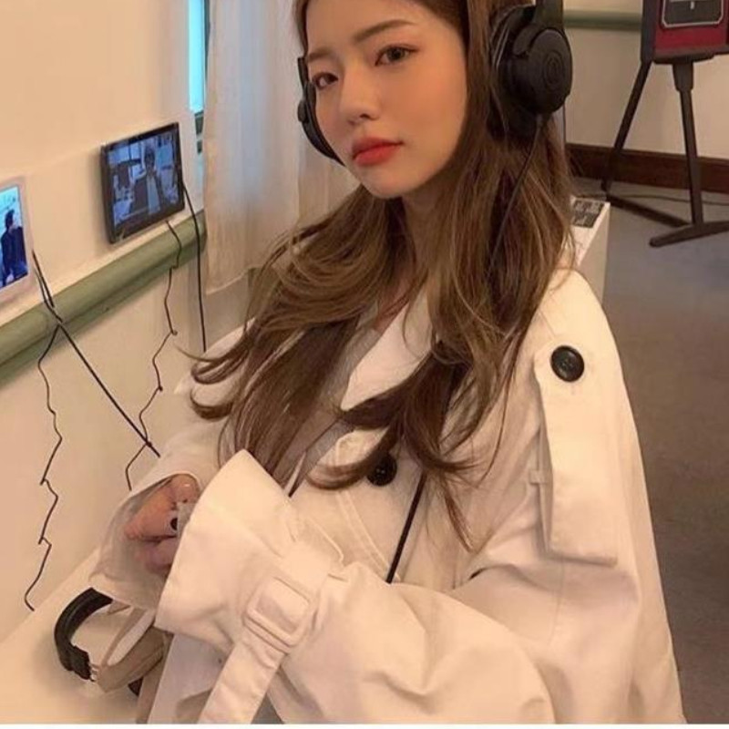 Trench ženski dugi kaputi u korejskom stilu s dvostrukim kopčanjem, šik, s podesivim strukom