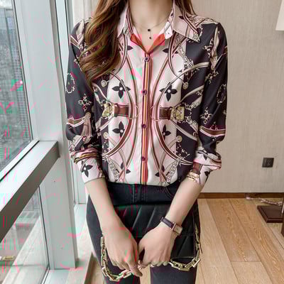 Μονόχρωμα γυναικεία πουκάμισα σε στυλ Κορέας 2023 Γυναικείες μπλούζες Άνοιξη Καλοκαίρι Μόδα πουκάμισα εκτύπωσης Mujer γυναικεία μπλούζα